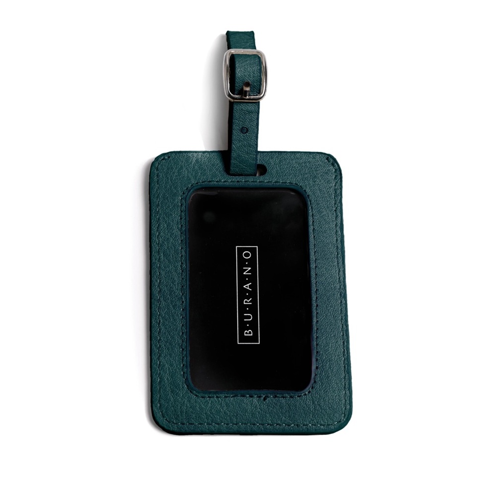 Luggage Tag Burano Vegan Leather Jade Green New